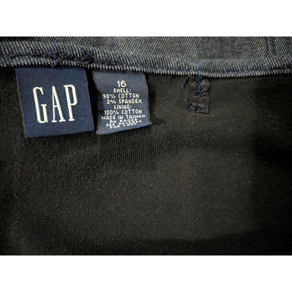 Gap Women Sz 16 Strapless Dark Wash Denim Midi Dress Stretch 100% Cotton Minimal - Picture 4 of 6